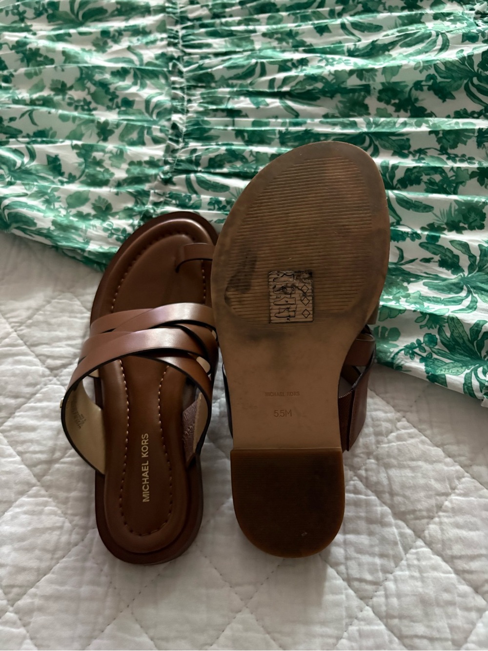 Michael Kors Brown Strappy Toe-Ring Slide Sandals - Picture 5 of 5